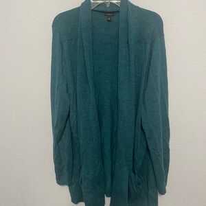 Pure Merino Wool Women's Teal Open Front Sweater